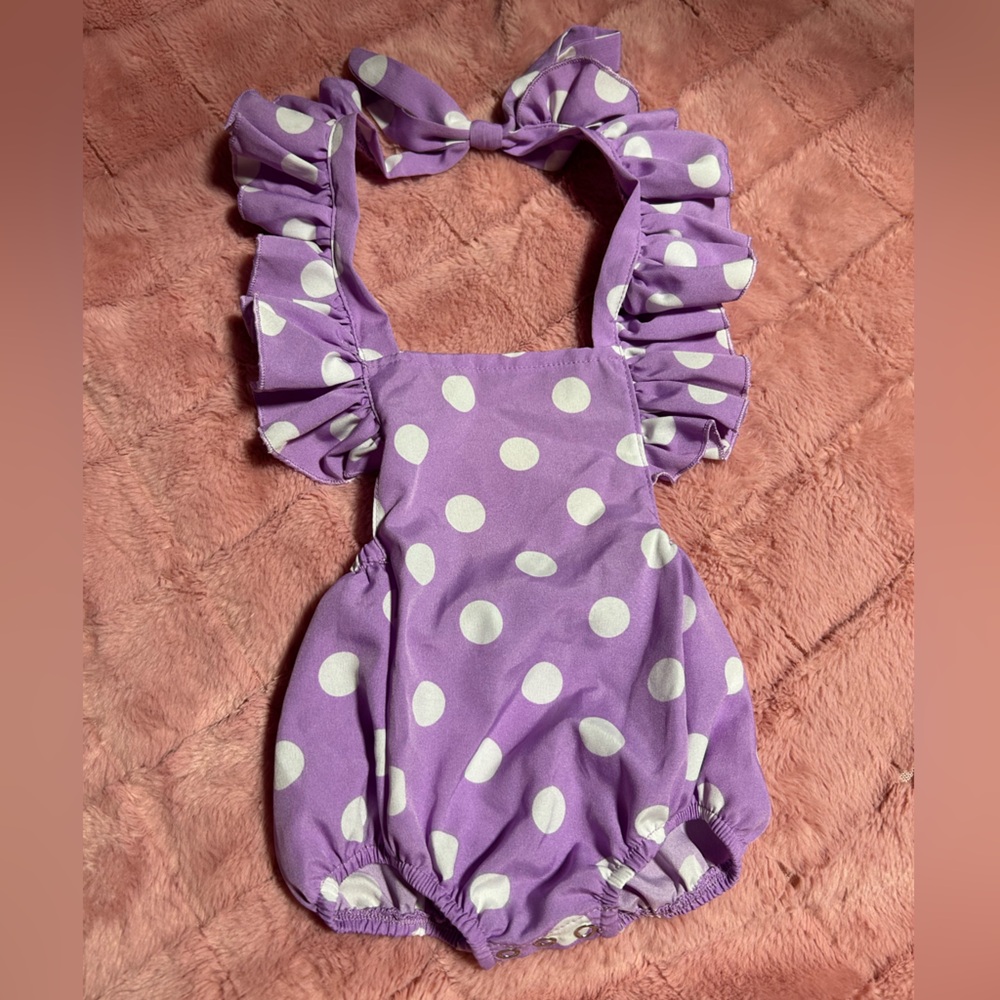 Purple Polka Dot Kids Romper 🎀